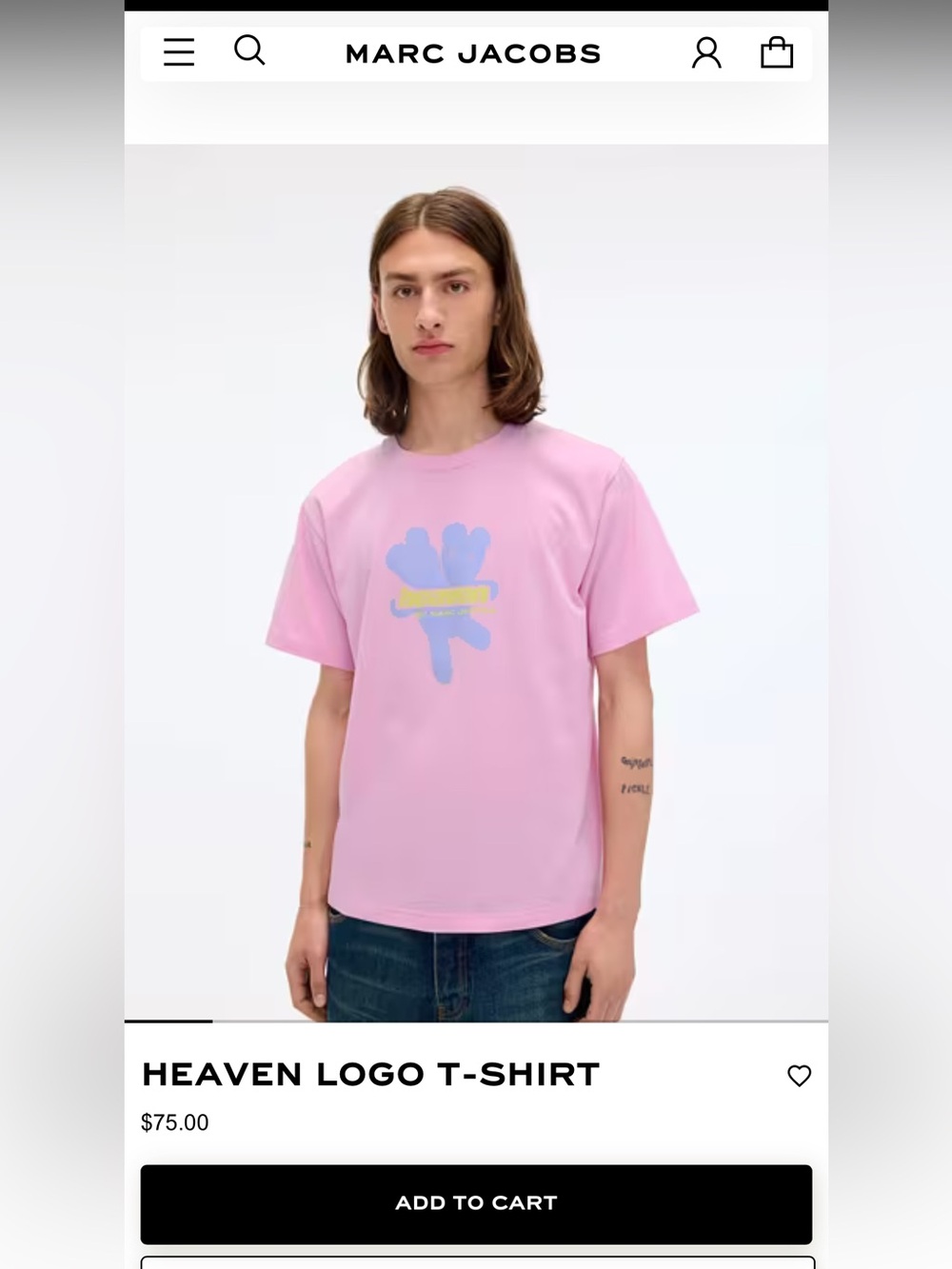 NWT Marc Jacobs x heaven HEAVEN LOGO T-SHIRT- pink